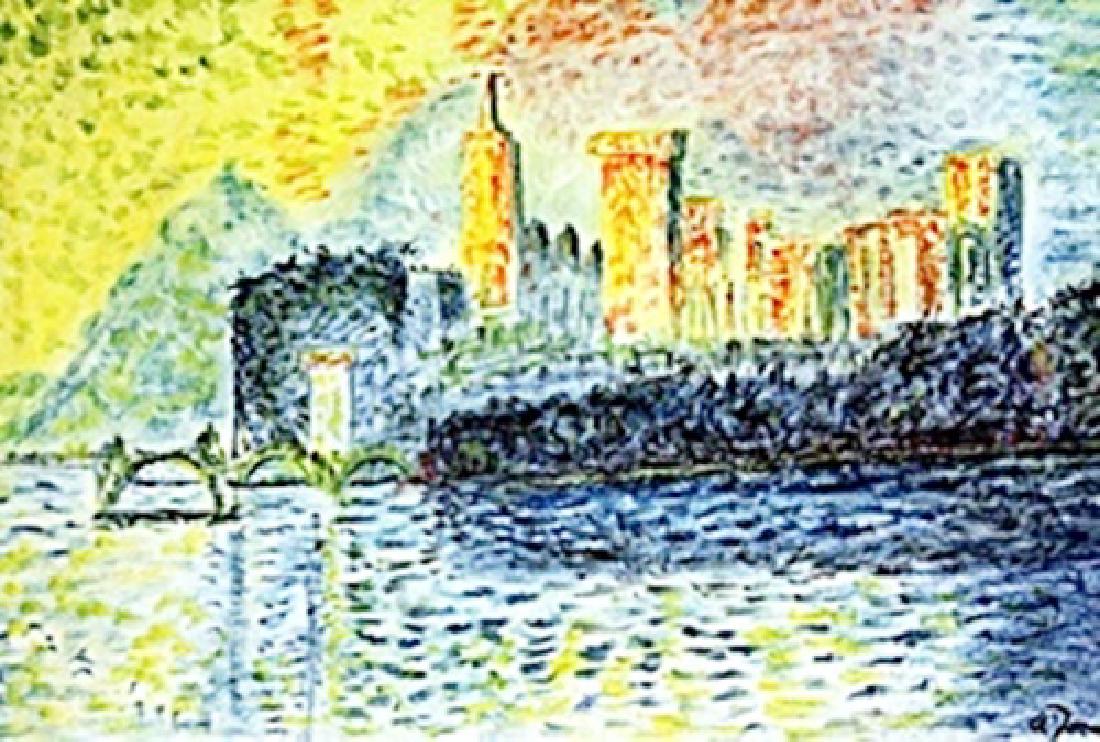 The Palace Rivera - Pastel - Andre Derain: Pastel Drawing on Paper, bearing the signature , attributed to Derain. Size Approx. 19 x 14 Inches