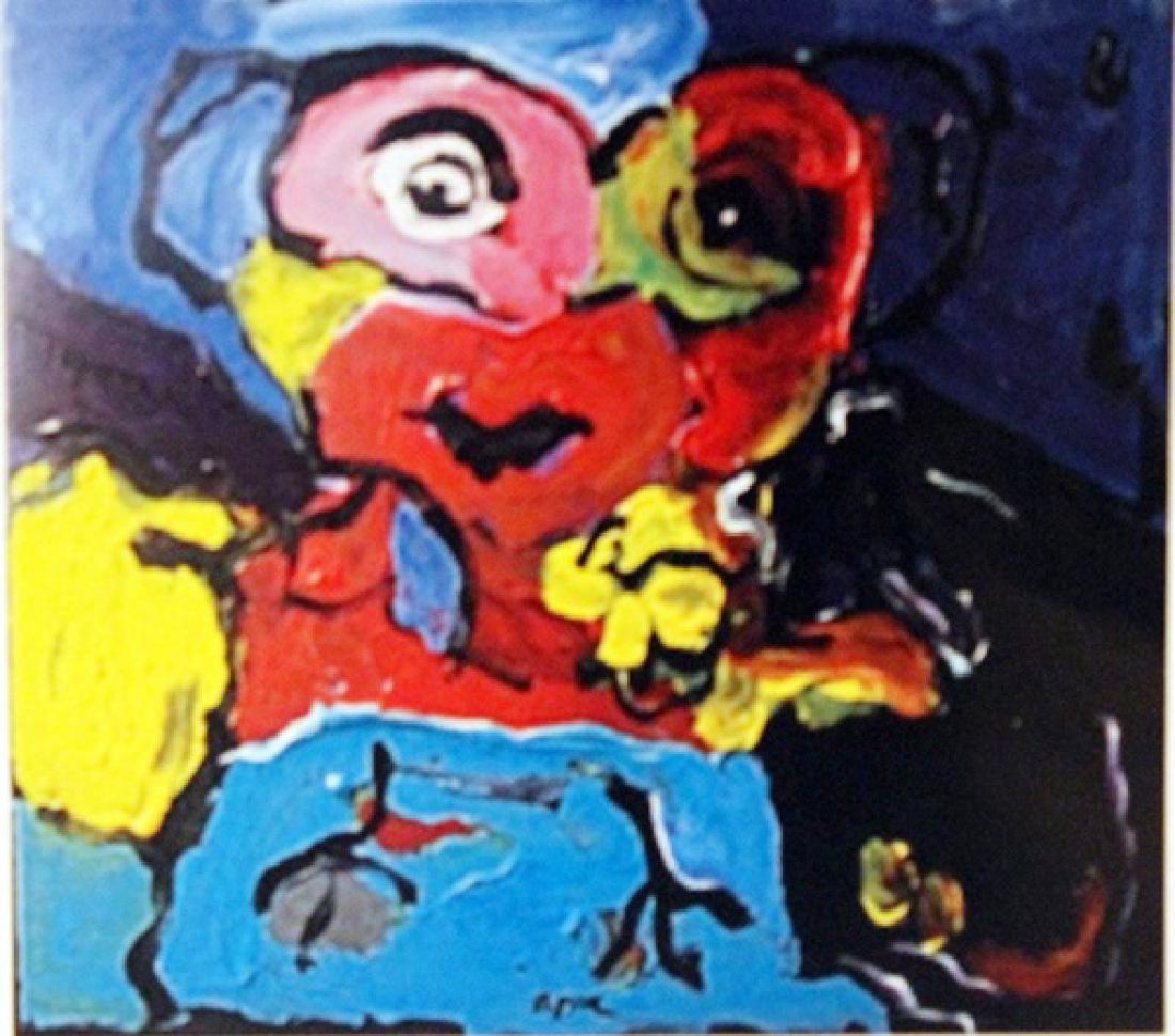 Karel Appel Oil on Canvas - The Boy III: Oil on Canvas in the manner of Karel Appel, "The Boy III", circa 1950, private collection, unframed dimensions are approximately 24x20. in the manner of Karel Appel, (born April 25, 1921, Amsterdam, N