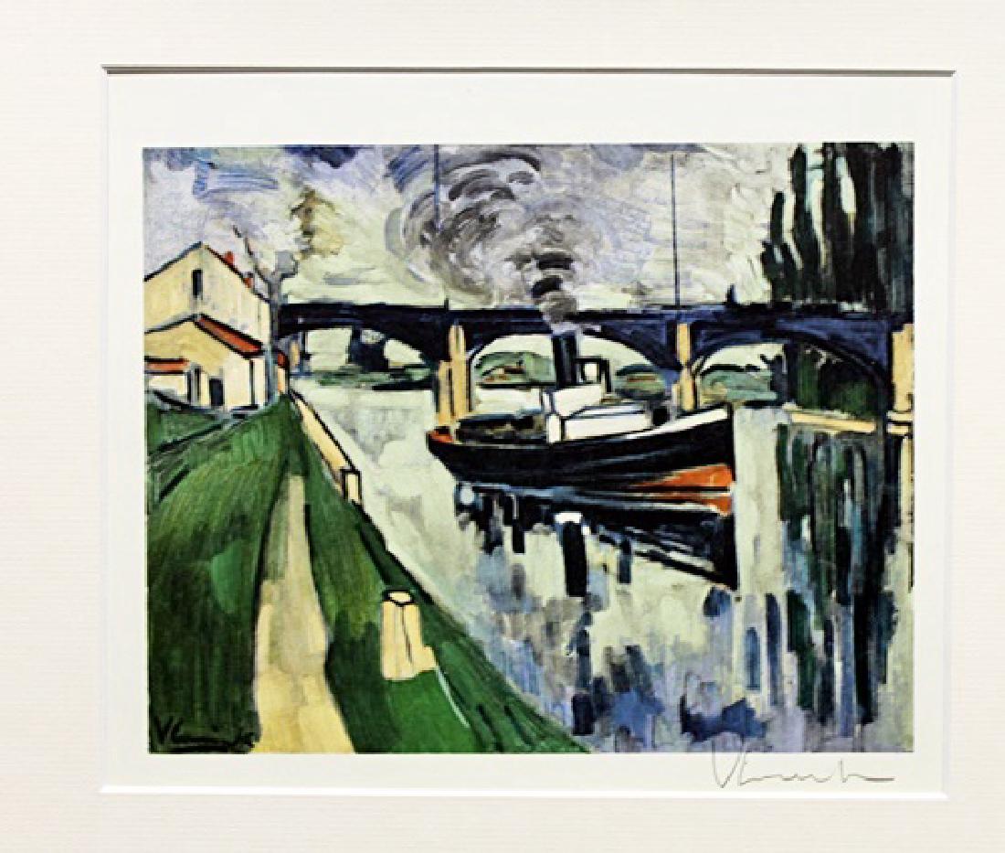 The Seine At Poissy - Maurice De Vlaminck - Lithograph: Lithograph by Maurice De Vlaminck. Maurice de Vlaminck was a French painter. Along with André Derain and Henri Matisse he is considered one of the principal figures in the Fauve movement, a group of