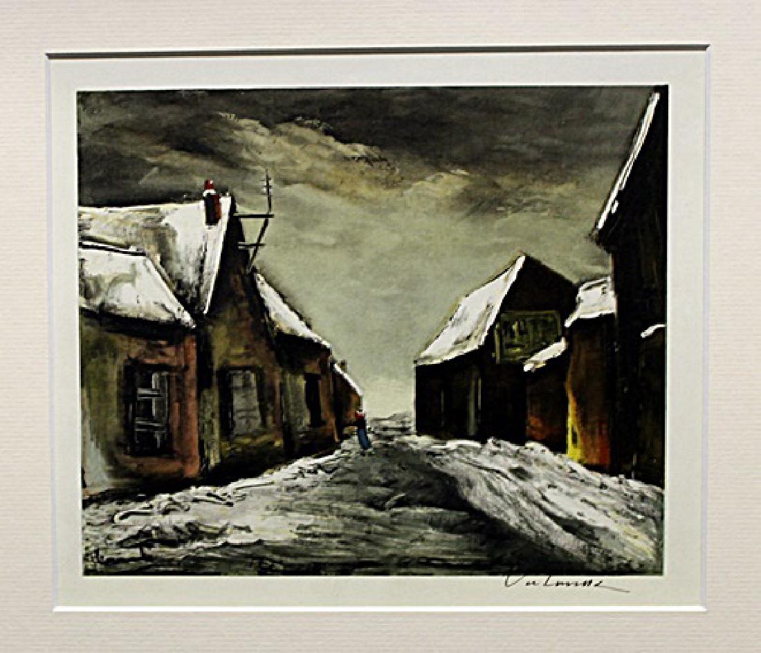 Allainville Under Snow - Maurice De Vlaminck -: Lithograph by Maurice De Vlaminck. Maurice de Vlaminck was a French painter. Along with André Derain and Henri Matisse he is considered one of the principal figures in the Fauve movement, a group of