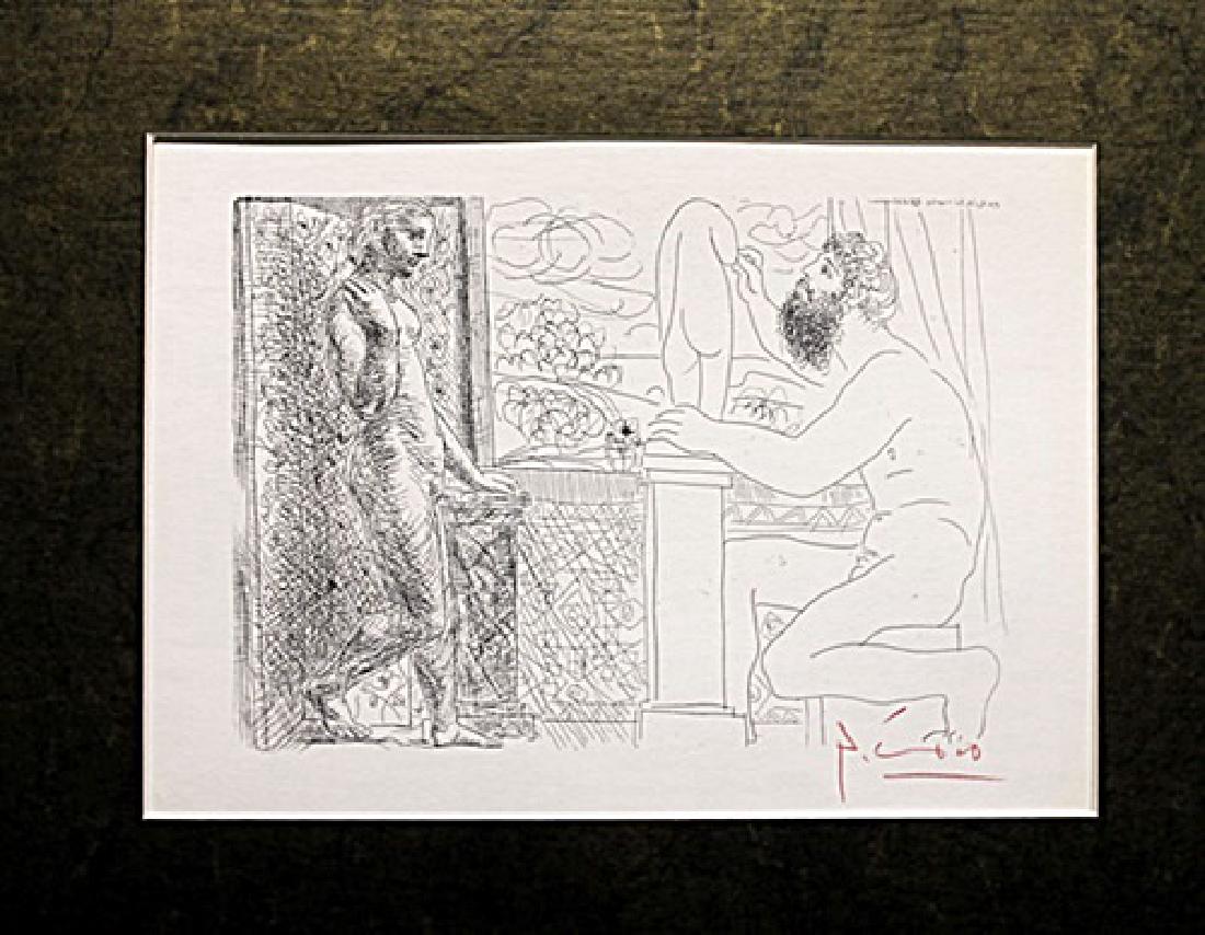 Signed Pablo Picasso: Authentic Pablo Picasso on paper bearing a signature. Unframed dimension approx 14 x 11.