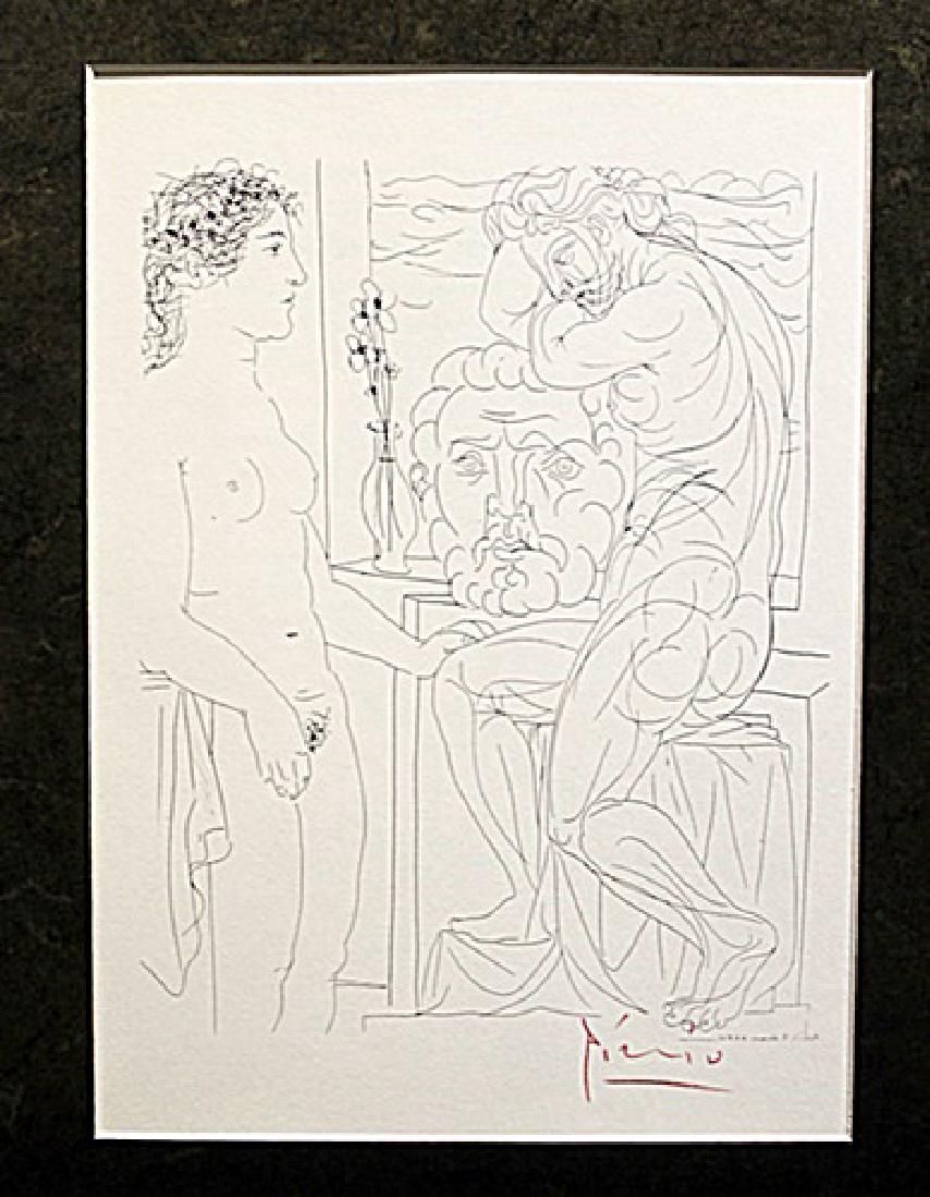 Signed Pablo Picasso: Authentic Pablo Picasso on paper bearing a signature. Unframed dimension approx 14 x 11.