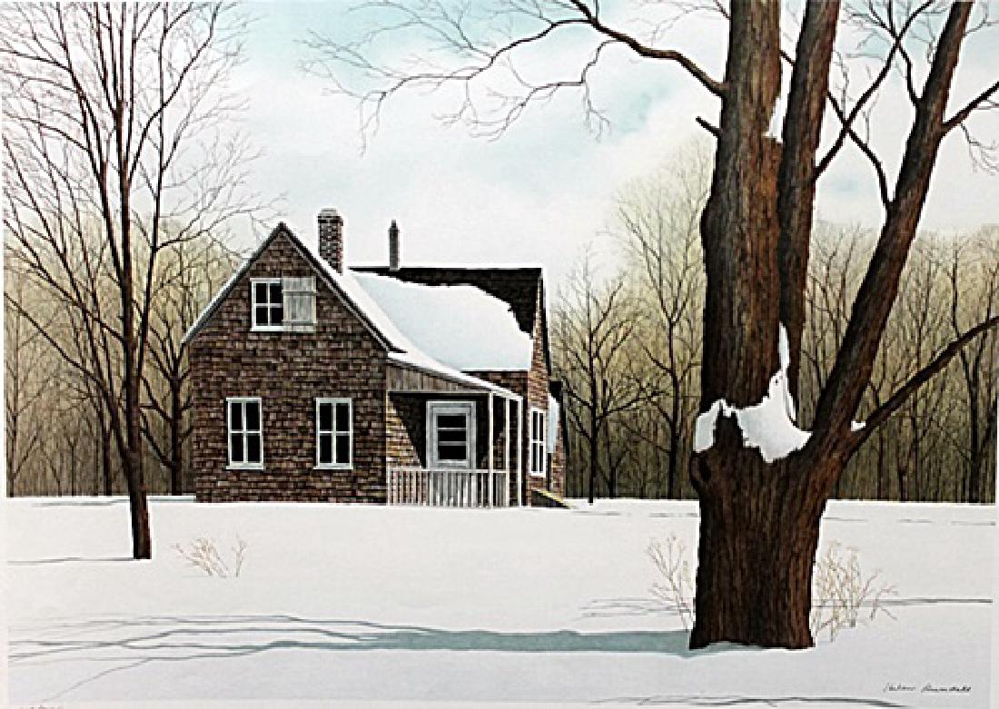 Lithograph "North Fork" after Helen Rundell: Authentic Lithograph , Numbered, Bearing an Interpretive Hand Pencil Signature and Plate Signature of the Artist, Approx. 22" " x 30 1/2" In.