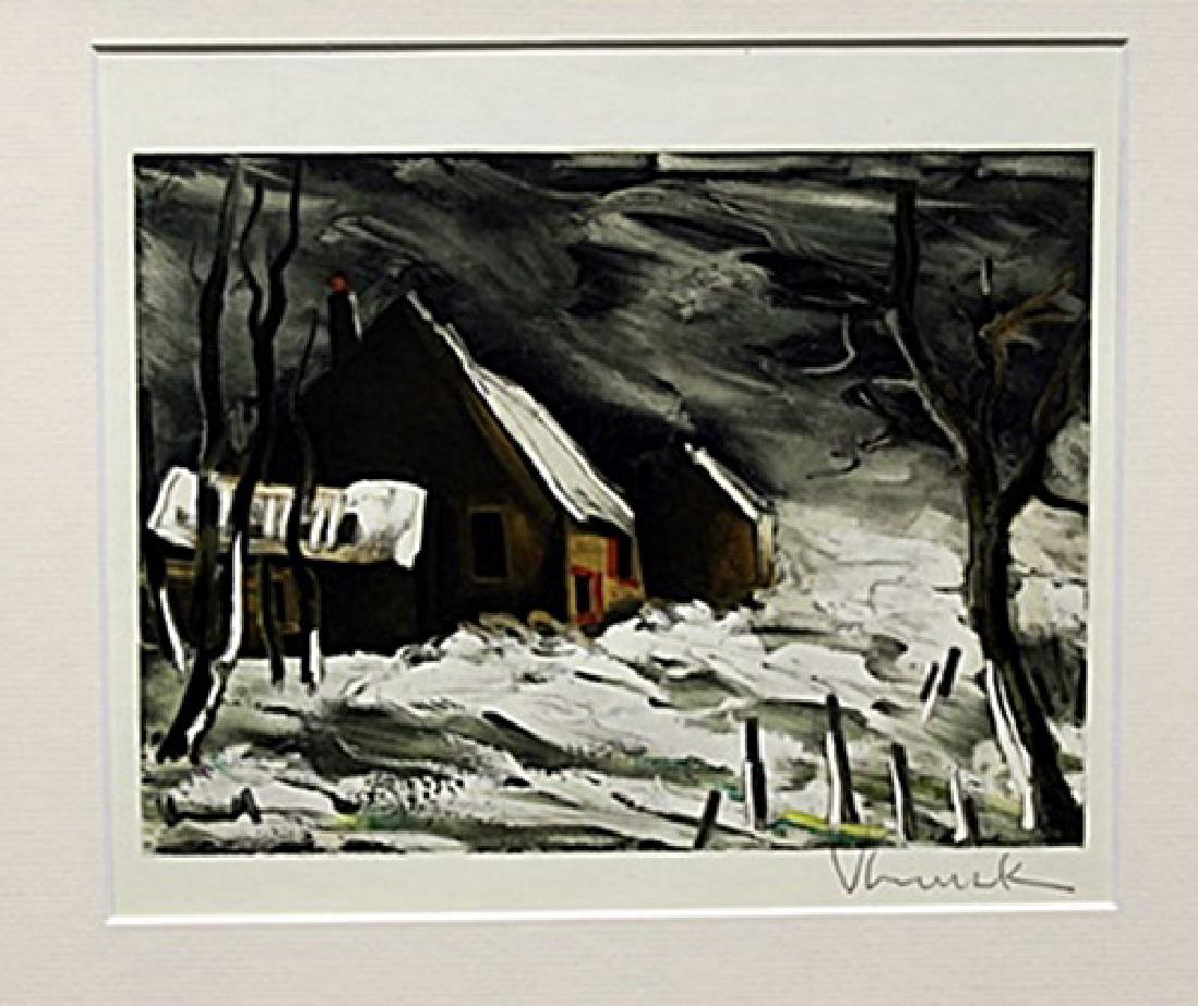 La Maladrerie Sous Au Neige - Maurice De Vlaminck -: Lithograph by Maurice De Vlaminck. Maurice de Vlaminck was a French painter. Along with André Derain and Henri Matisse he is considered one of the principal figures in the Fauve movement, a group of