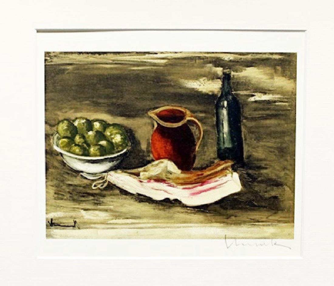 Still Life With Bacon - Maurice De Vlaminck -: Lithograph by Maurice De Vlaminck. Maurice de Vlaminck was a French painter. Along with André Derain and Henri Matisse he is considered one of the principal figures in the Fauve movement, a group of