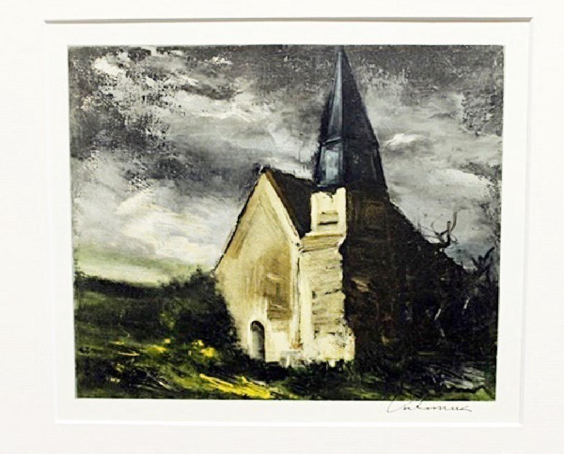 Church At Saint-Lubin-De-Cravant - Maurice De Vlaminck: Lithograph by Maurice De Vlaminck. Maurice de Vlaminck was a French painter. Along with André Derain and Henri Matisse he is considered one of the principal figures in the Fauve movement, a group of