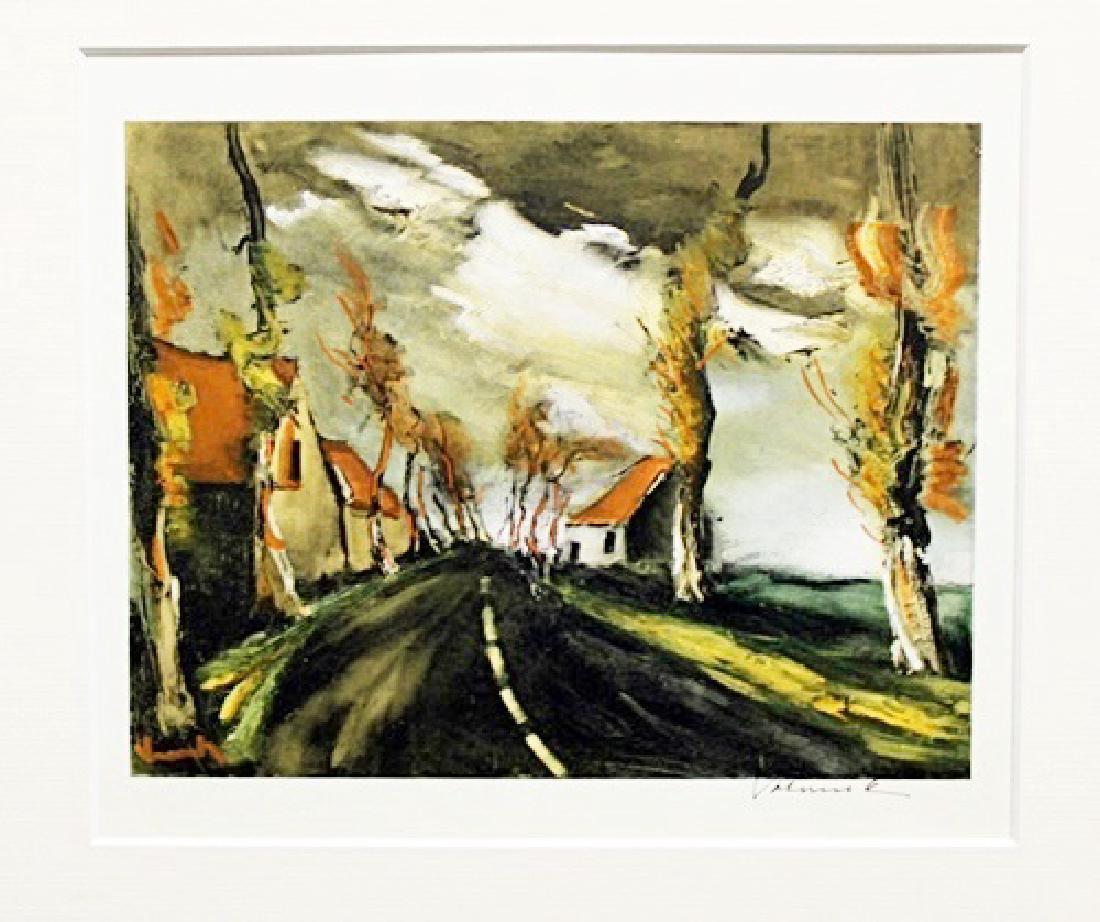 The Mortagne Road - Maurice De Vlaminck - Lithograph: Lithograph by Maurice De Vlaminck. Maurice de Vlaminck was a French painter. Along with André Derain and Henri Matisse he is considered one of the principal figures in the Fauve movement, a group of