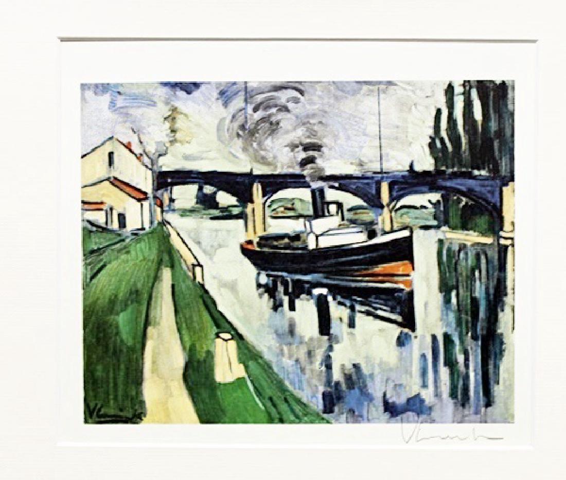 The Seine At Poissy - Maurice De Vlaminck - Lithograph: Lithograph by Maurice De Vlaminck. Maurice de Vlaminck was a French painter. Along with André Derain and Henri Matisse he is considered one of the principal figures in the Fauve movement, a group of