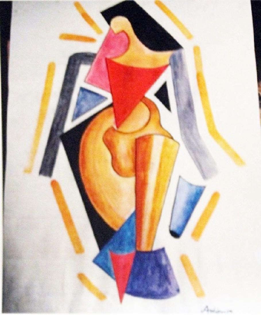 Alexander Archipenko Watercolor - Woman: Watercolor on paper attributed to Alexander Archipenko, "Woman", circa 1933, private collection, unframed dimensions are approximately 19x13. in the manner of Alexander Archipenko, (born May 30, 1887,