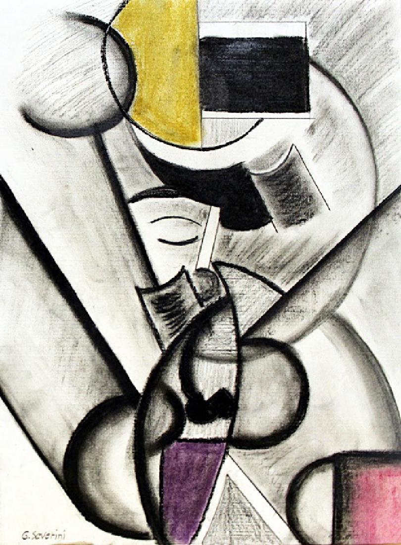 Portrait of Carlos 50' - Drawing - Gino Severini: Drawing on Paper, bearing the signature , in the manner of Serverini Size Approx. 16 x 12 Inches