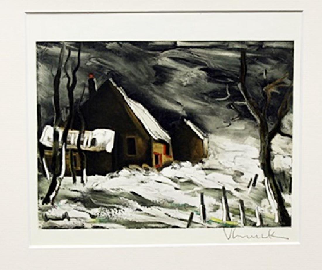 La Maladrerie Sous Au Neige - Maurice De Vlaminck -: Lithograph by Maurice De Vlaminck. Maurice de Vlaminck was a French painter. Along with André Derain and Henri Matisse he is considered one of the principal figures in the Fauve movement, a group of