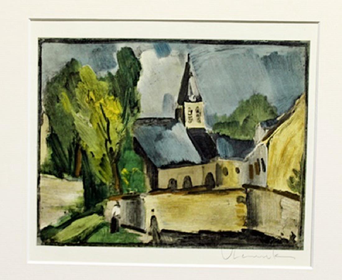 Church At Bougival - Maurice De Vlaminck - Lithograph: Lithograph by Maurice De Vlaminck. Maurice de Vlaminck was a French painter. Along with André Derain and Henri Matisse he is considered one of the principal figures in the Fauve movement, a group of