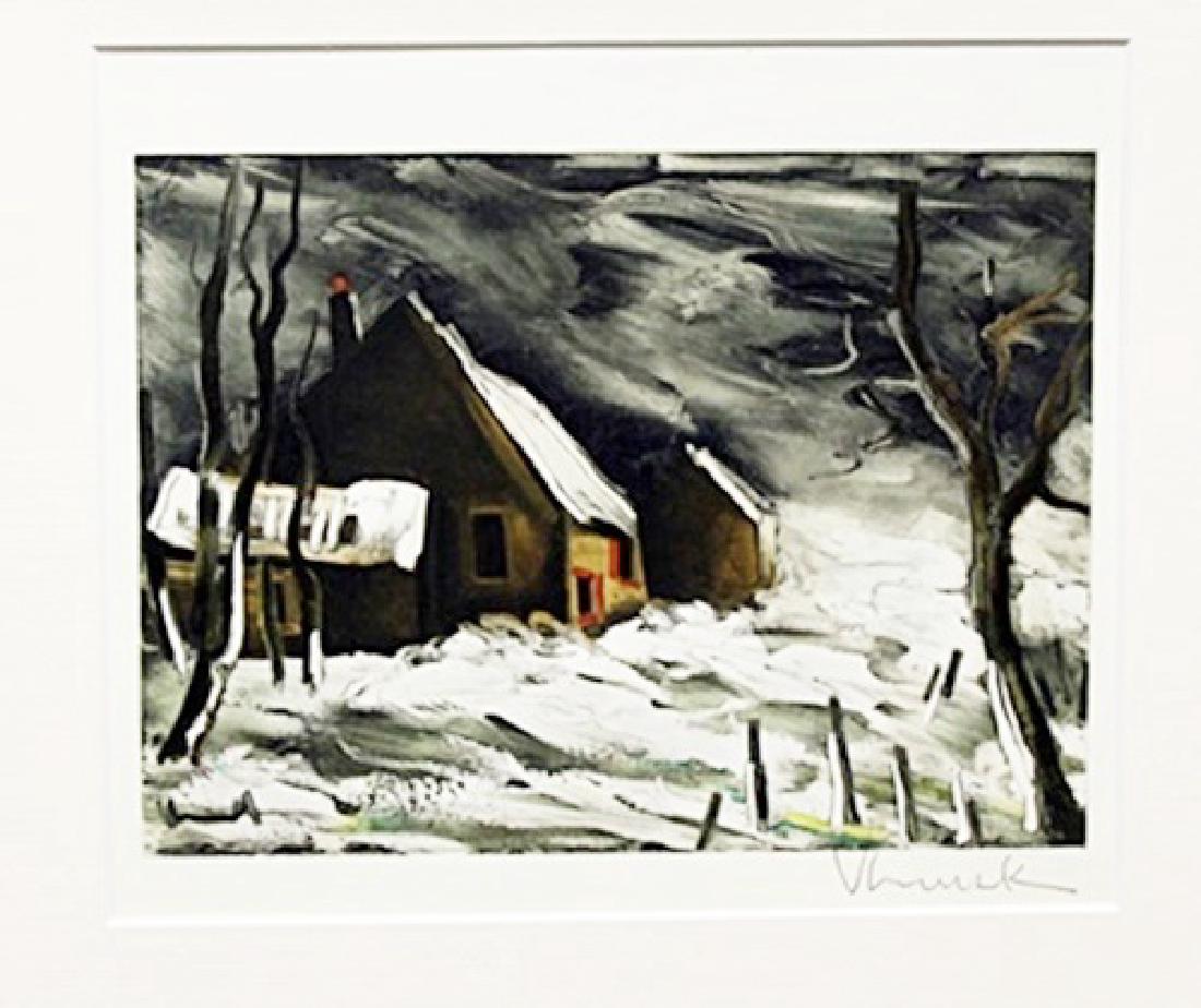 La Maladrerie Sous Au Neige - Maurice De Vlaminck -: Lithograph by Maurice De Vlaminck. Maurice de Vlaminck was a French painter. Along with André Derain and Henri Matisse he is considered one of the principal figures in the Fauve movement, a group of