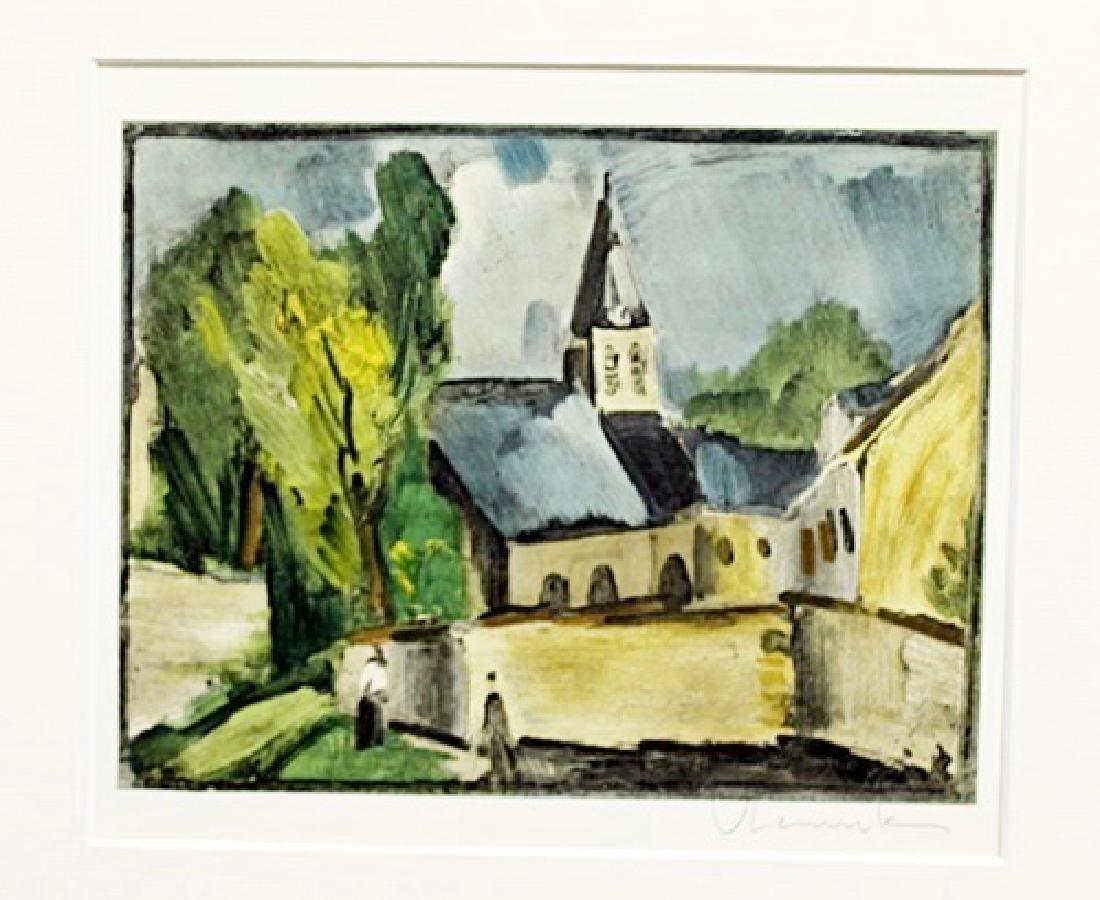 Church At Bougival - Maurice De Vlaminck - Lithograph: Lithograph by Maurice De Vlaminck. Maurice de Vlaminck was a French painter. Along with André Derain and Henri Matisse he is considered one of the principal figures in the Fauve movement, a group of