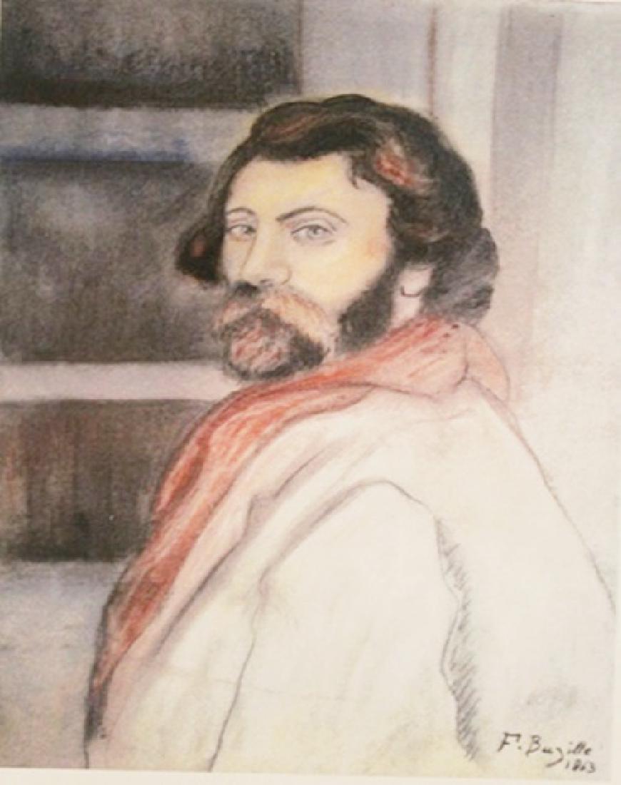 Frederic Bazille - Self Portrait: in the manner of Frederic Bazille "Self Portrait" Pastel on paper circa. 1863, private collection Approx. 19x13in. in the manner of Frederic Bazille was a French painter who helped found the Impressio
