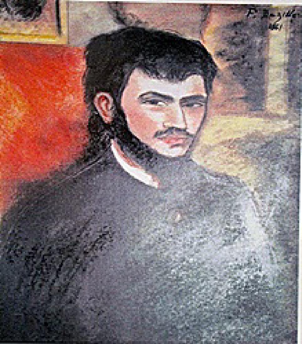 Frederic Bazille - Self Portrait: in the manner of Frederic Bazille "Self Portrait" Pastel on paper circa. 1861, private collection Approx. 19x13in. in the manner of Frederic Bazille was a French painter who helped found the Impressio