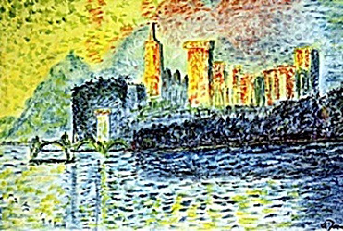 The Palace Rivera - Pastel - Andre Derain: Pastel Drawing on Paper, bearing the signature , attributed to Derain. Size Approx. 19 x 14 Inches
