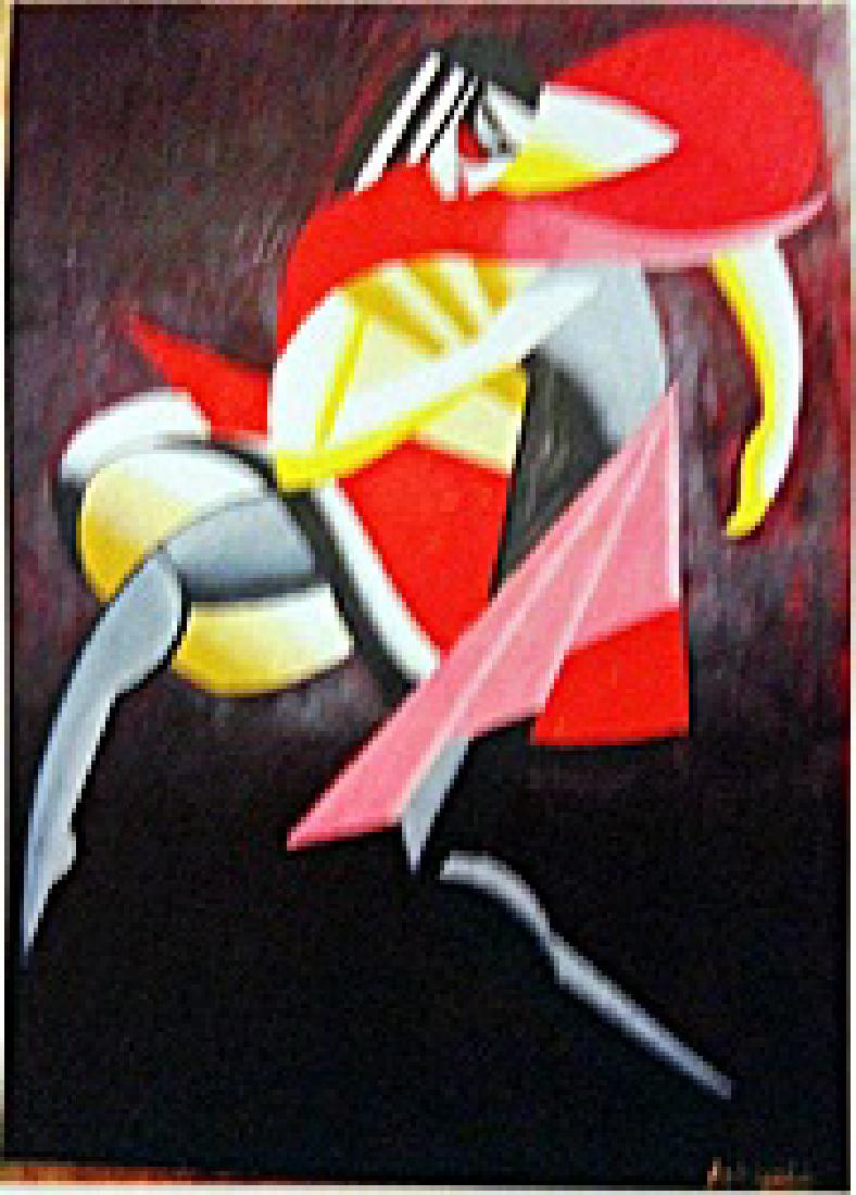 Alexander Archipenko Oil on Paper - The Lovers: Oil on paper in the manner of Alexander Archipenko, "The Lovers", circa 1945, private collection, unframed dimensions are approximately 11 1/4 x 15 3/8. in the manner of Alexander Archipenko, (born Ma