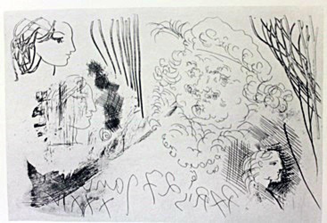 Head of Rembrandt and Three Girls - Lithograph Picasso: Signed, authentic lithograph , approx. unframed size 11x8 .