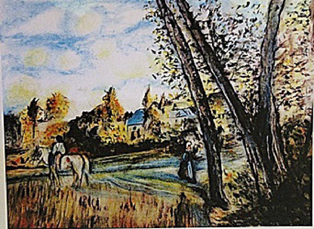 Frederic Bazille - View of the Village: in the manner of Frederic Bazille "View of the Village" Pastel on paper circa. 1850, private collection Approx. 19x13in. in the manner of Frederic Bazille was a French painter who helped found the Imp