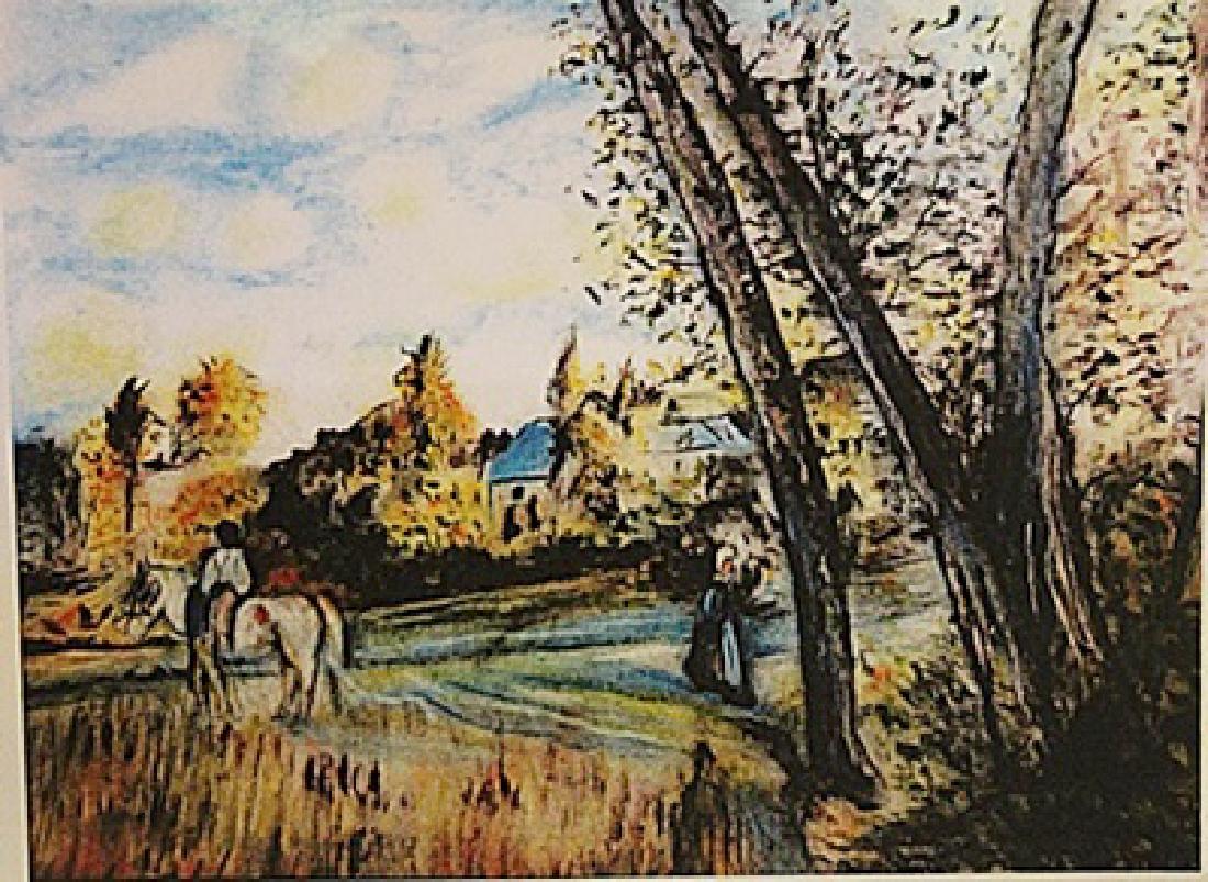 Frederic Bazille - View of the Village: in the manner of Frederic Bazille "View of the Village" Pastel on paper circa. 1850, private collection Approx. 19x13in. in the manner of Frederic Bazille was a French painter who helped found the Imp