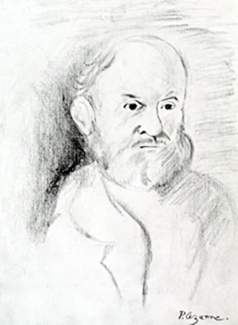 Self Portrait - Drawing on Paper - Paul Cezanne: Drawing on Paper, bearing the signature , in the manner of Cezanne. Appoximate Size: 12 x 8 1/2 Inches.