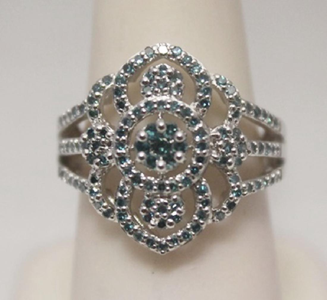 Very Fancy Blue Diamonds Silver Ring: Very Fancy Blue Diamonds Silver Ring, twt approx. 2cts, size approx. 7.