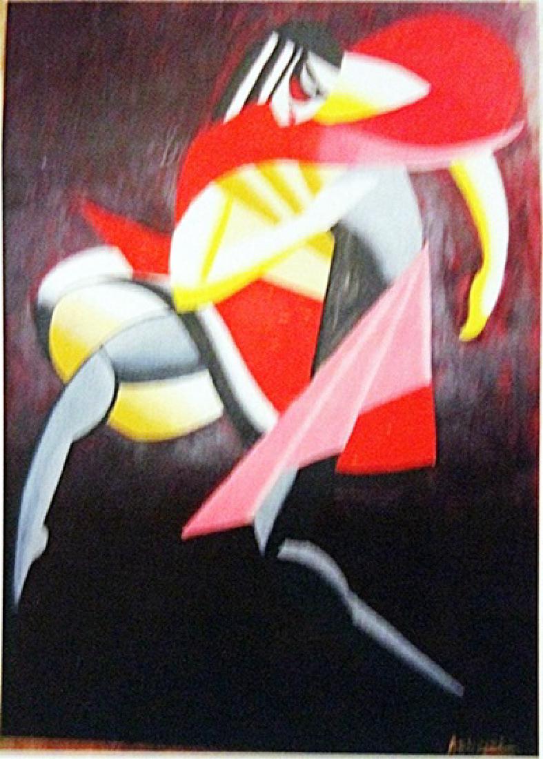 Alexander Archipenko Oil on Paper - The Lovers: Oil on paper in the manner of Alexander Archipenko, "The Lovers", circa 1945, private collection, unframed dimensions are approximately 11 1/4 x 15 3/8. in the manner of Alexander Archipenko, (born Ma