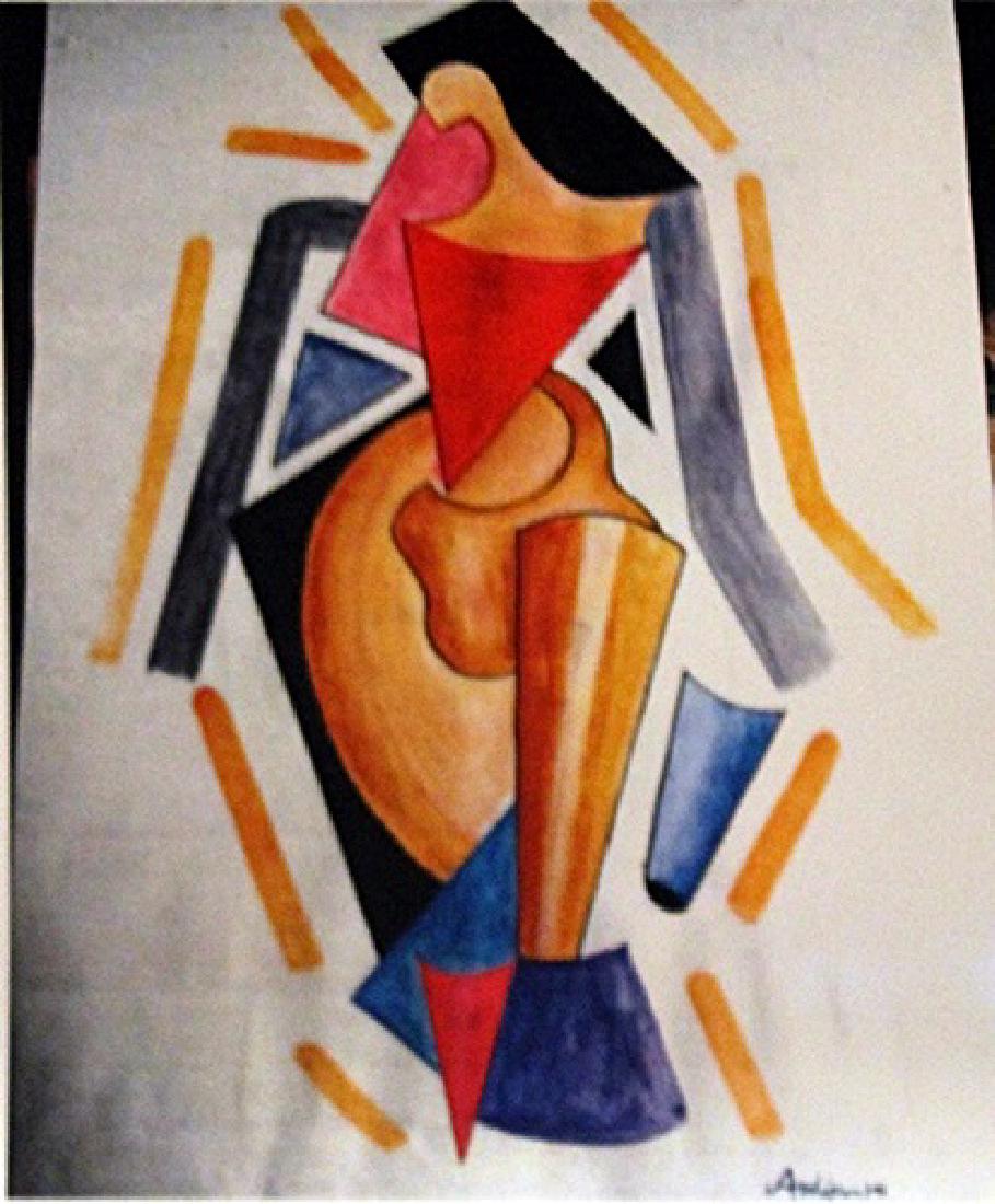 Alexander Archipenko Watercolor - Woman: Watercolor on paper attributed to Alexander Archipenko, "Woman", circa 1933, private collection, unframed dimensions are approximately 19x13. in the manner of Alexander Archipenko, (born May 30, 1887,