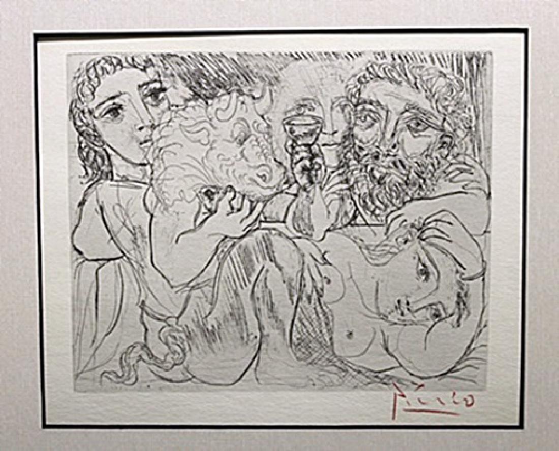 Signed Pablo Picasso: Authentic Pablo Picasso on paper bearing a signature. Unframed dimension approx 14 x 11.