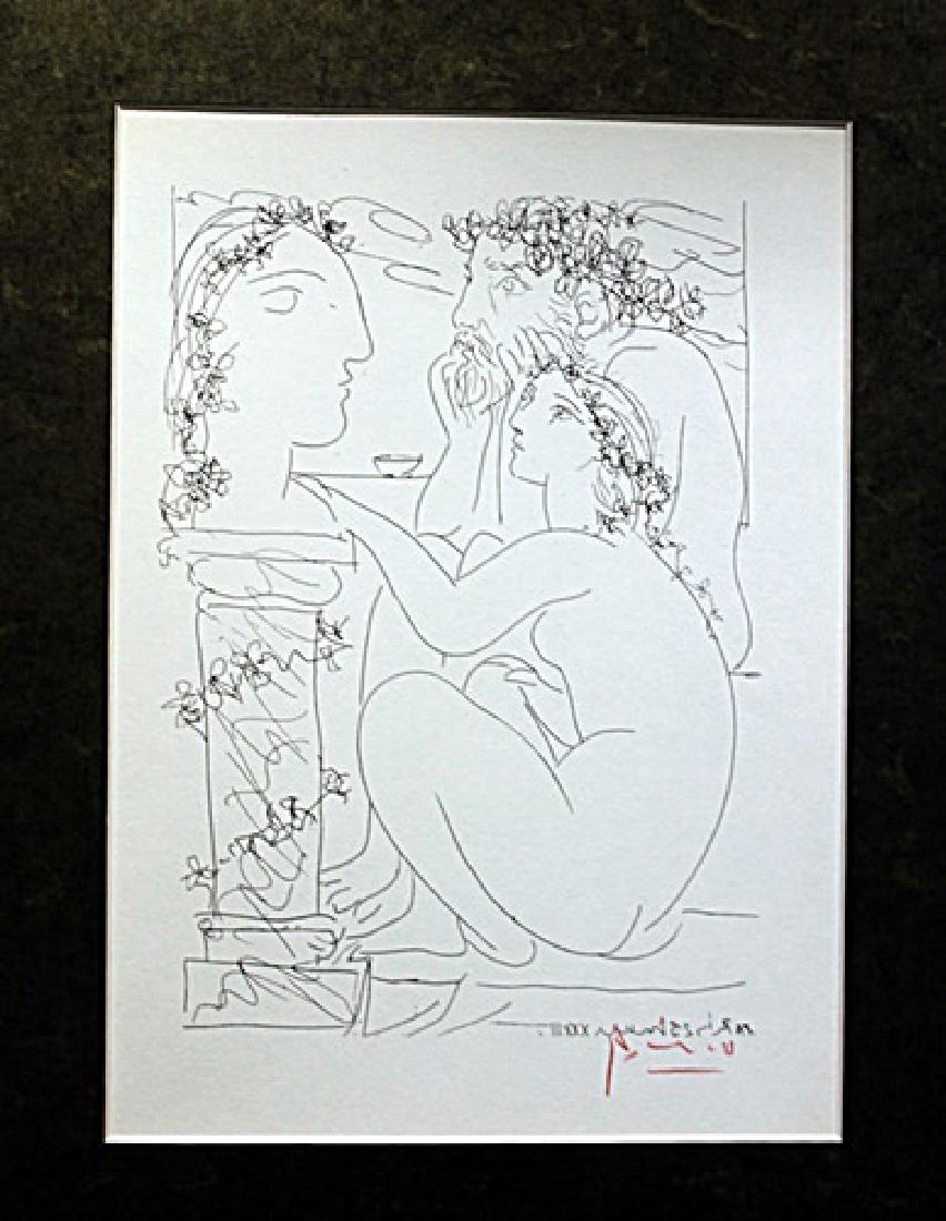 Signed Pablo Picasso: Authentic Pablo Picasso on paper bearing a signature. Unframed dimension approx 14 x 11.