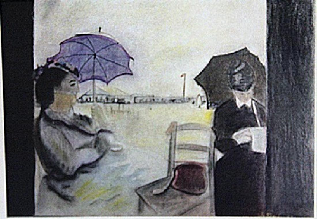 Eliane with Umbrella: in the manner of Eugene Boudin "Eliane with Umbrella" pastel on paper circa.1910, private collection Approx. 19x13in. Boudin one of the first French landscape painters to paint in the open air, direct