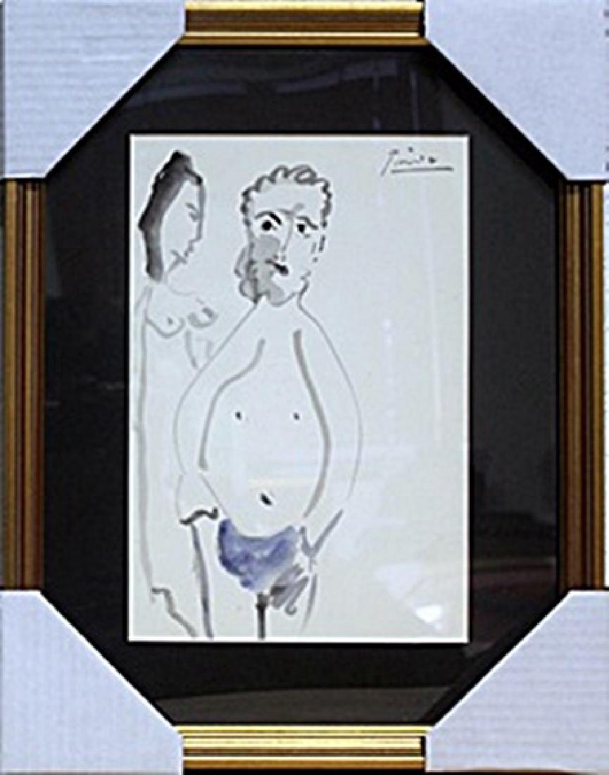 Watercolor on Paper - Signed Picasso: Watercolor Painting on Paper, bearing the signature in the manner of Pablo Picasso, Size Approx. 16 x 12 In.
