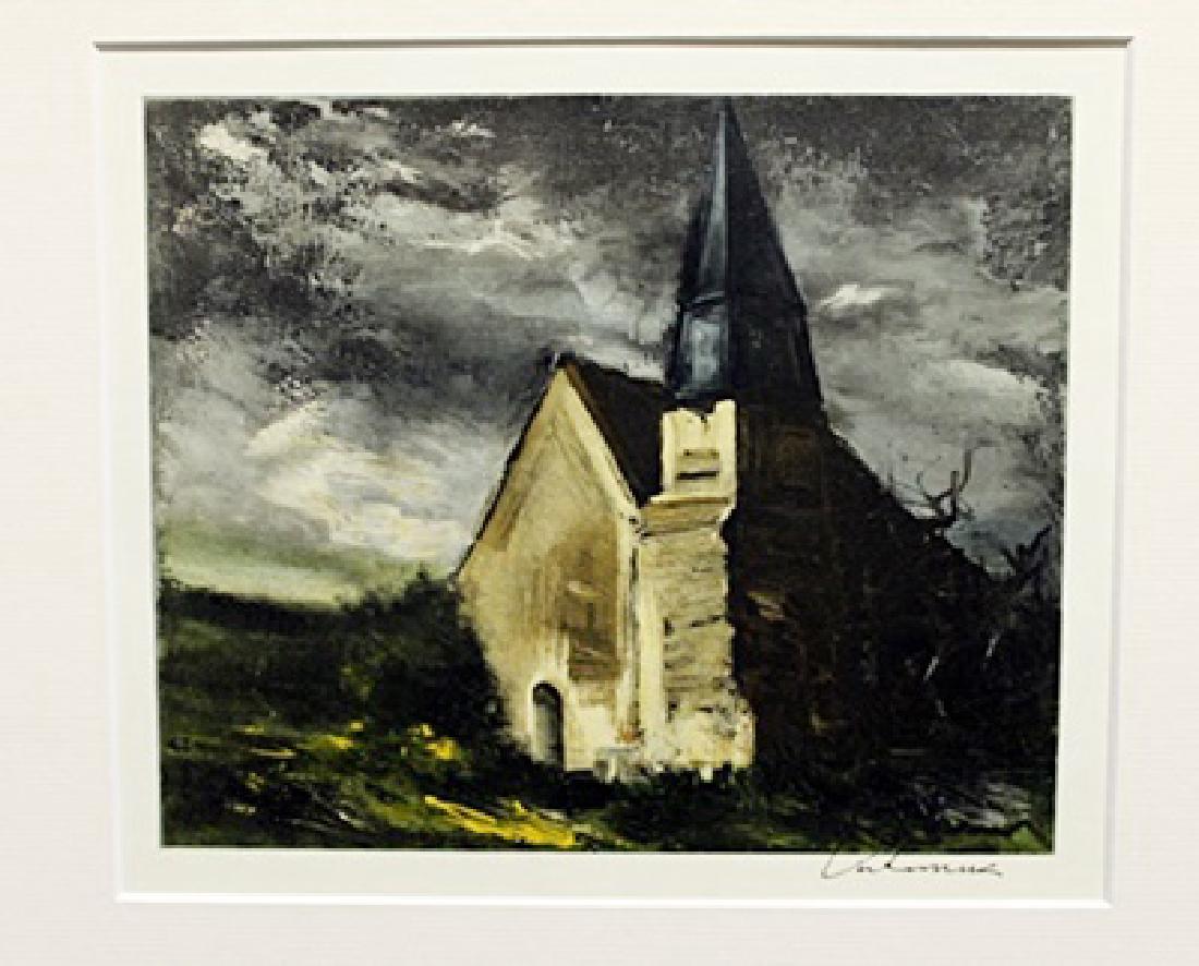 Church At Saint-Lubin-De-Cravant - Maurice De Vlaminck: Lithograph by Maurice De Vlaminck. Maurice de Vlaminck was a French painter. Along with André Derain and Henri Matisse he is considered one of the principal figures in the Fauve movement, a group of