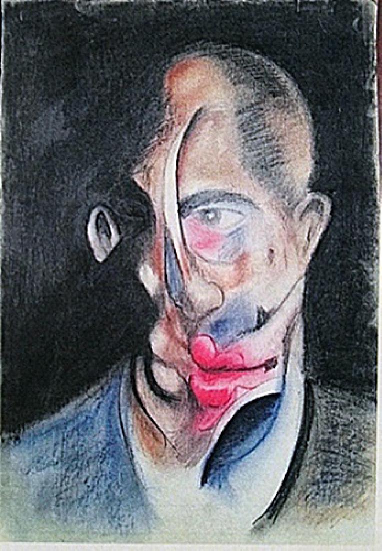 Francis Bacon - Self Portrait NO.2: in the manner of Francis Bacon "Self Portrait NO.2" pastel on paper circa. 1960, private collection Approx. 19x13in. in the manner of Francis Bacon produced some of the most iconic images of wounded a