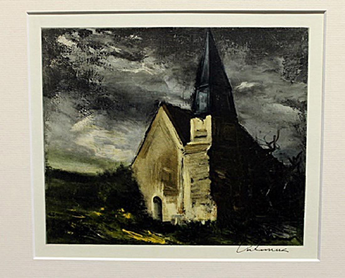 Church At Saint-Lubin-De-Cravant - Maurice De Vlaminck: Lithograph by Maurice De Vlaminck. Maurice de Vlaminck was a French painter. Along with André Derain and Henri Matisse he is considered one of the principal figures in the Fauve movement, a group of
