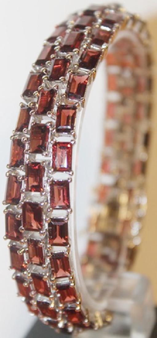Stylish Lab Garnet Bracelet: Lab garnet bracelet, approx 60 ct. Silver.