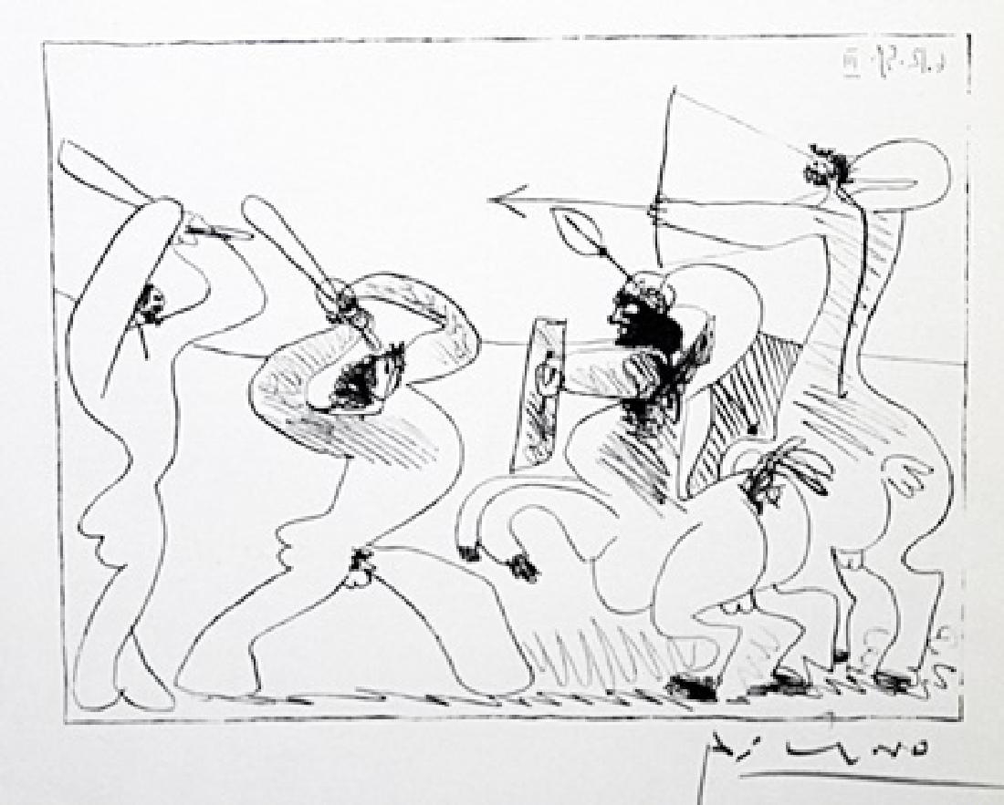 Signed Pablo Picasso - Drawing: Pablo Picasso bearing a signature. Pablo Picasso, was a Spanish painter, sculptor, printmaker, ceramicist, stage designer, poet and playwright who spent most of his adult life in France.