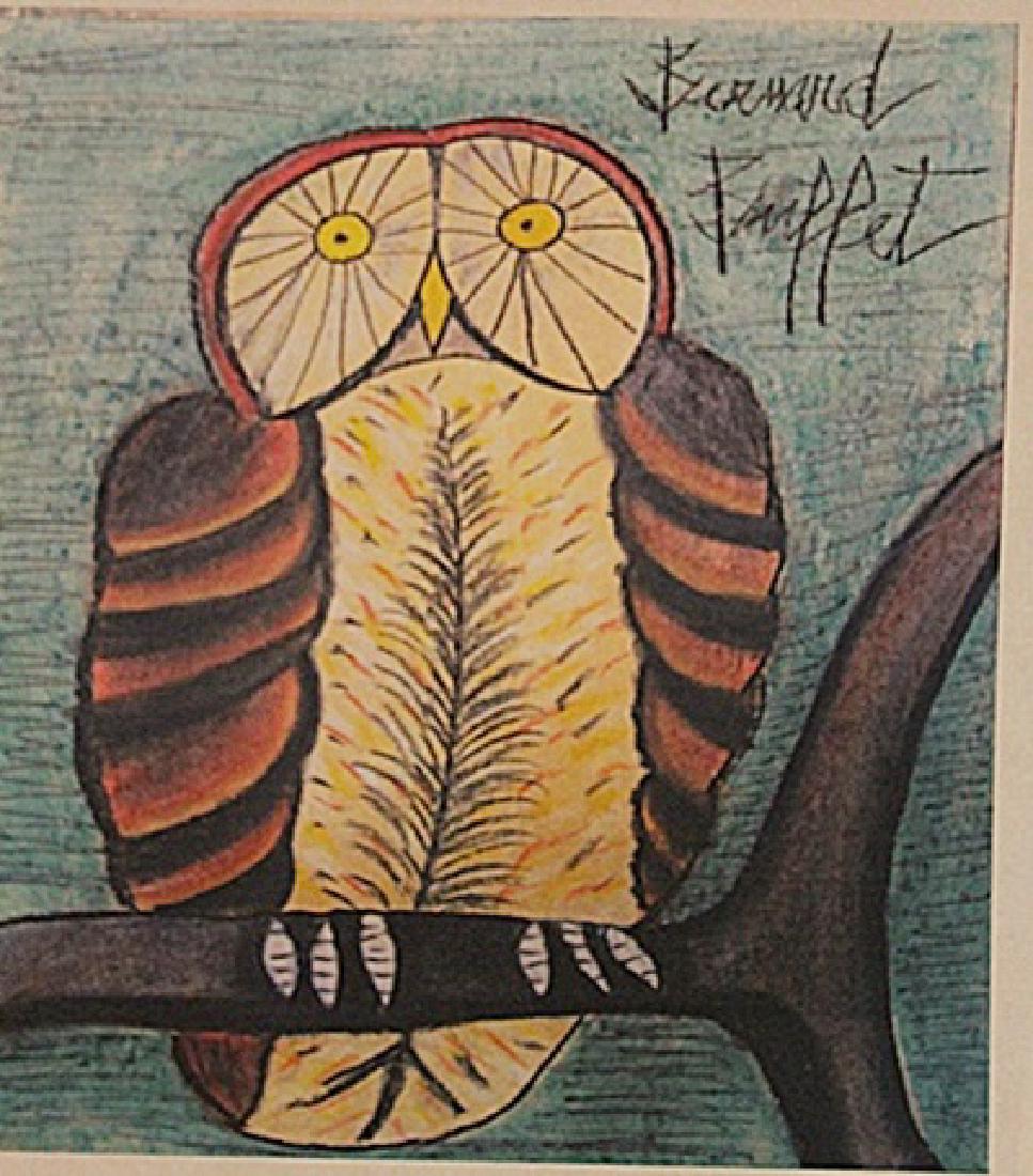 Bernard Buffet - Owl: in the manner of Bernard Buffet "Owl" pastel on paper circa.1971, private collection approx. 19x13in. Buffet was a painter well-known for his Expressionist works. Buffet was a member of L’Homme Tém