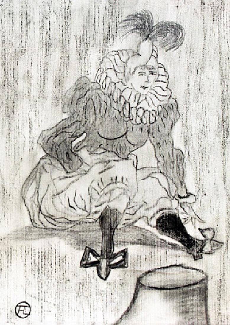 Woman in the Circus 90' - Drawing - Toulouse Lautrec: Drawing on Paper, bearing the signature ,in the manner of Lautrec. Size Approx. 12 x 8 Inches