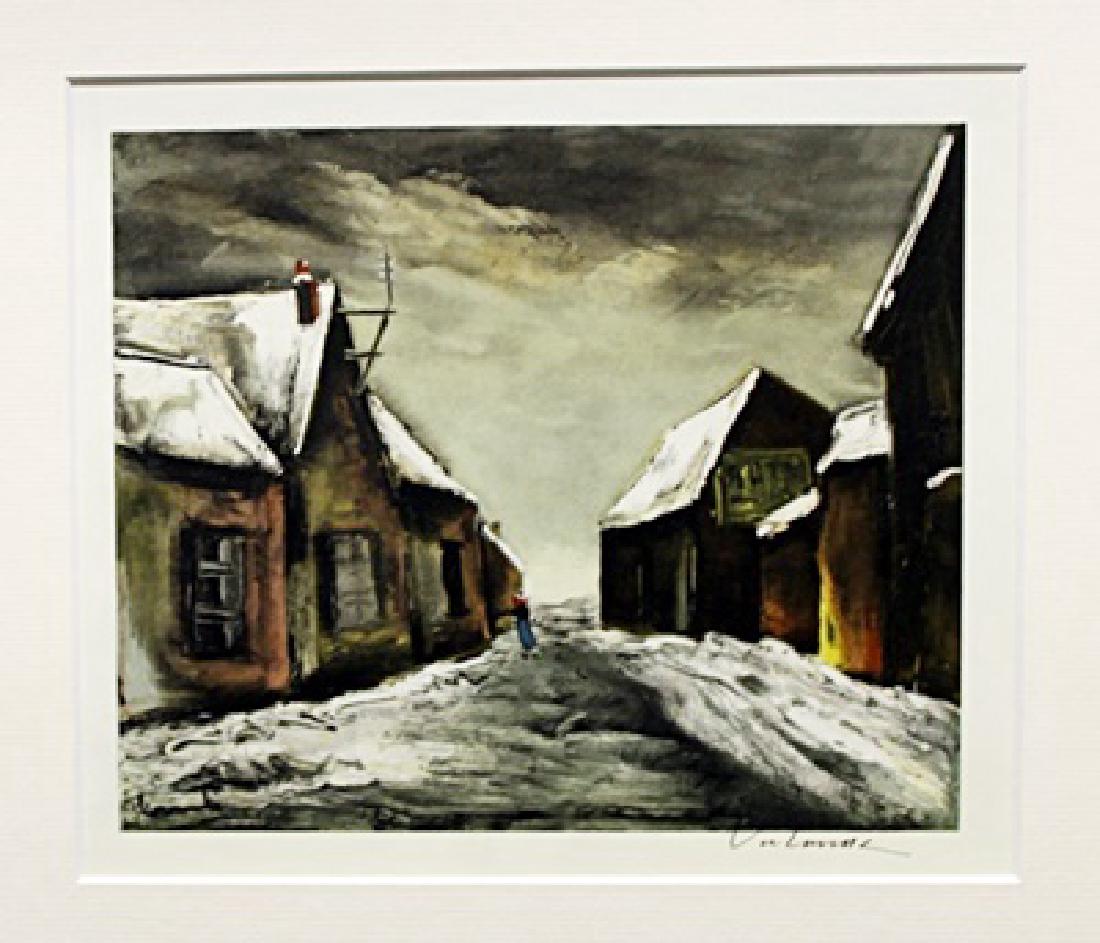 Allainville Under Snow - Maurice De Vlaminck -: Lithograph by Maurice De Vlaminck. Maurice de Vlaminck was a French painter. Along with André Derain and Henri Matisse he is considered one of the principal figures in the Fauve movement, a group of