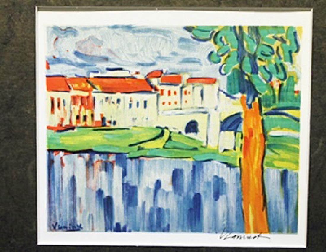 Landscape With Red Tree In Chatou - Maurice De Vlaminck: Lithograph by Maurice De Vlaminck. Maurice de Vlaminck was a French painter. Along with André Derain and Henri Matisse he is considered one of the principal figures in the Fauve movement, a group of