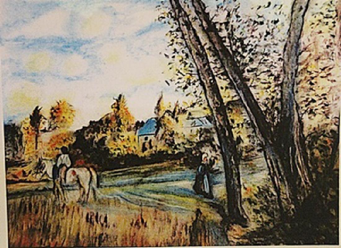Frederic Bazille - View of the Village: in the manner of Frederic Bazille "View of the Village" Pastel on paper circa. 1850, private collection Approx. 19x13in. in the manner of Frederic Bazille was a French painter who helped found the Imp