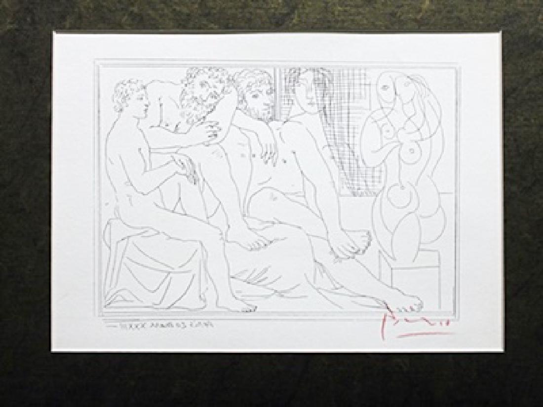 Signed Pablo Picasso: Authentic Pablo Picasso on paper bearing a signature. Unframed dimension approx 14 x 11.