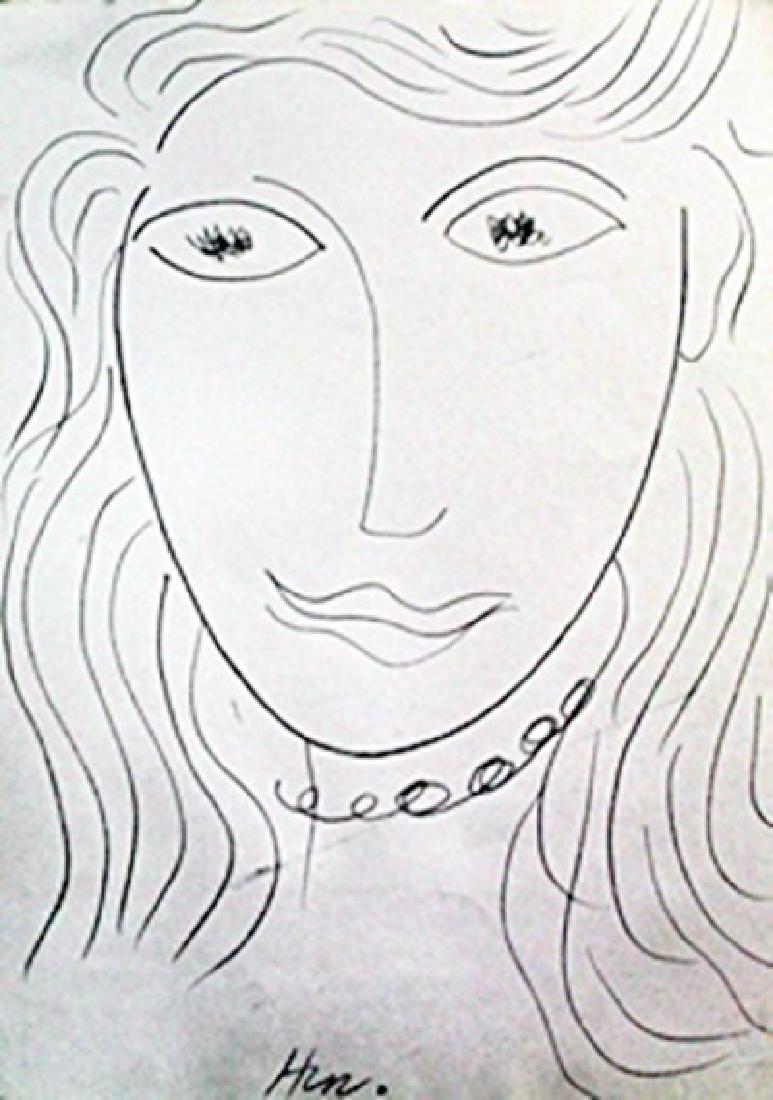 Madame - Drawing on Paper - H. Matisse: Drawing on Paper, bearing the signature , in the manner of Matisse. Approximate size: 12 x 8 1/2 Inches.
