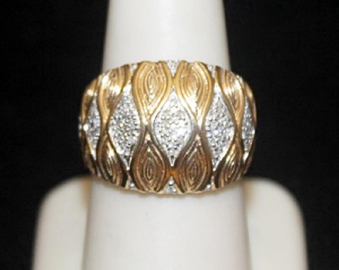Unisex 14kt over Silver Ring with Diamonds (116I): Unisex 14kt over Silver Ring with Diamonds (116I) twt approx. 1.25cts.