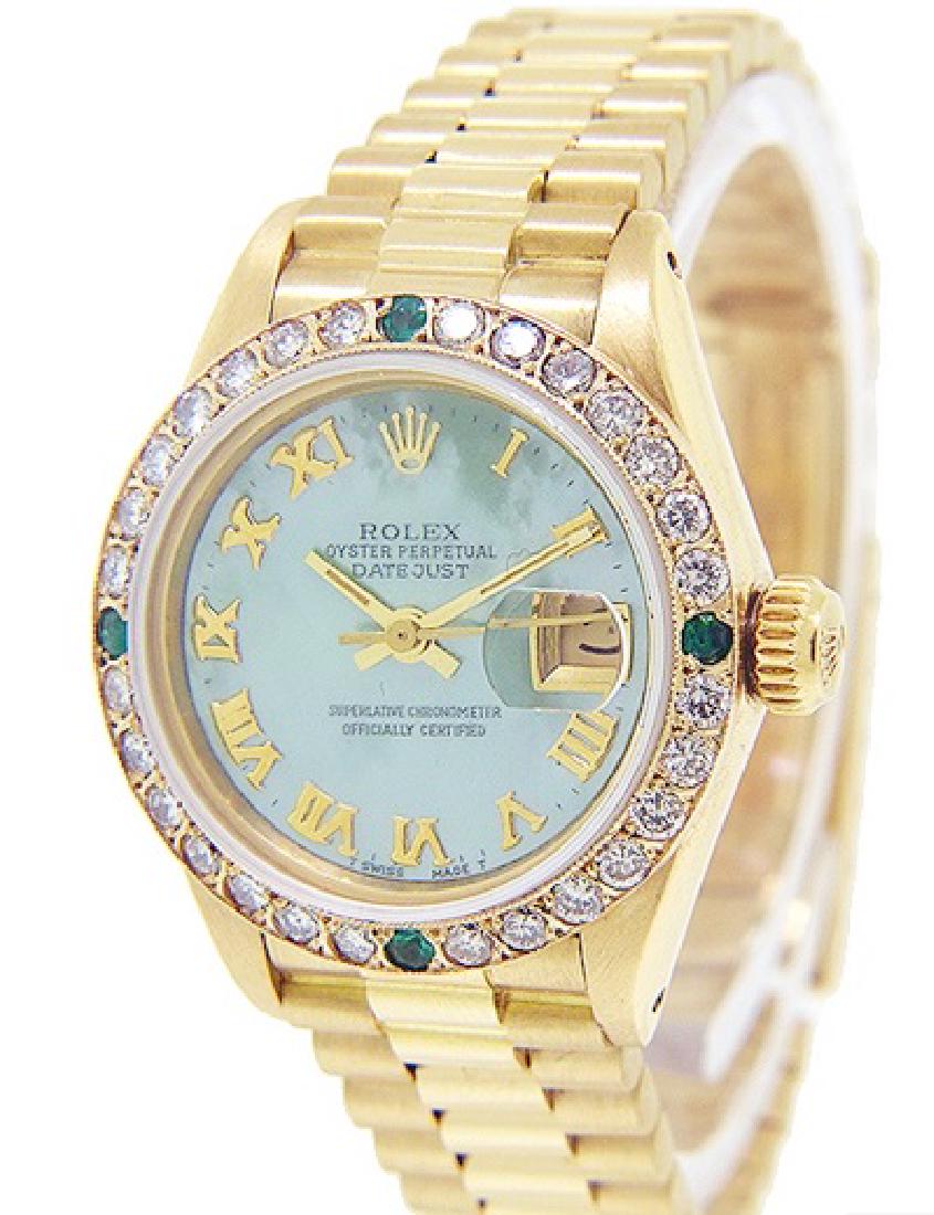 Rolex Datejust President - 109912: Manufacturer Rolex Model Name Datejust President Model Number 6827 Gender Women's Circa 1982 Case 18K Yellow Gold, 26mm width Movement Automatic Dial Original Face Professionally Custom Refinished wit