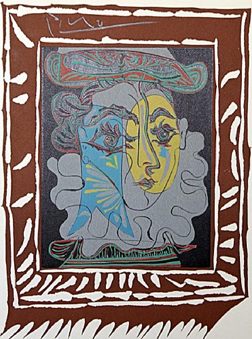 Signed Pablo Picasso - Linocut: Pablo Picasso bearing a signature. Pablo Picasso, was a Spanish painter, sculptor, printmaker, ceramicist, stage designer, poet and playwright who spent most of his adult life in France.