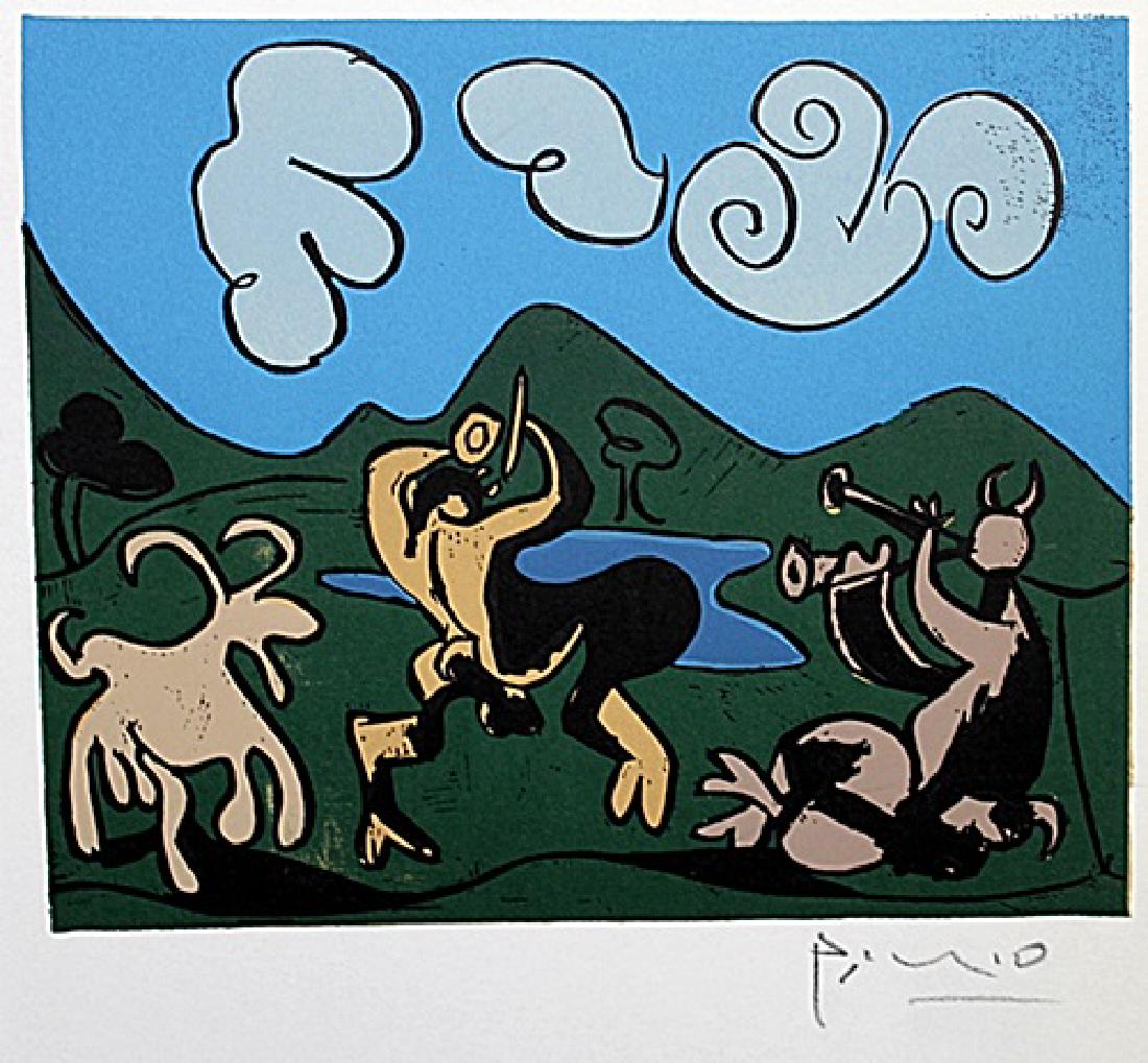 Signed Pablo Picasso - Linocut: Pablo Picasso bearing a signature. Pablo Picasso, was a Spanish painter, sculptor, printmaker, ceramicist, stage designer, poet and playwright who spent most of his adult life in France.