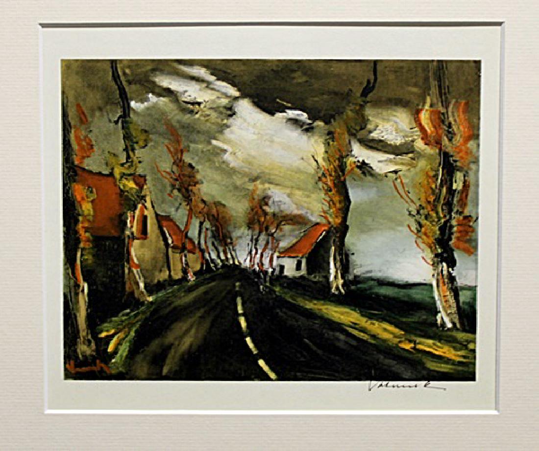 The Mortagne Road - Maurice De Vlaminck - Lithograph: Lithograph by Maurice De Vlaminck. Maurice de Vlaminck was a French painter. Along with André Derain and Henri Matisse he is considered one of the principal figures in the Fauve movement, a group of